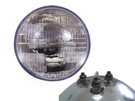 Sealed Beam 28V 80/60W 7″ round Bald terminals without screw and leads