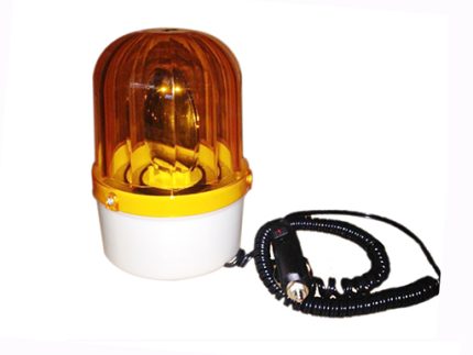 WARNING LIGHT WITH CABLE AND PLUG, 12V YELLOW with Magnet without sound