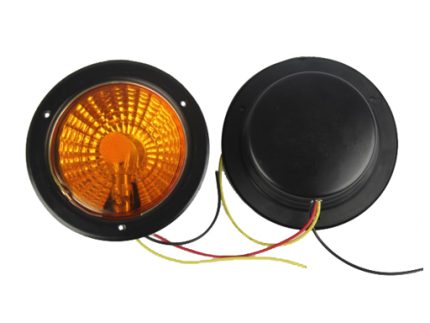 TAIL LAMP DIAMOND TYPE WITH BLACK METAL HOUSE 12V AMBER