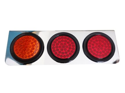 LED Tail lamp 3round 40LED left hand. RED/RED/YELLOW chromed metal bracket