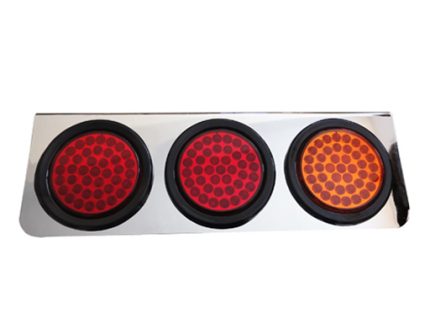 LED Tail lamp 3round 40LED right hand. RED/RED/YELLOW chromed metal bracket
