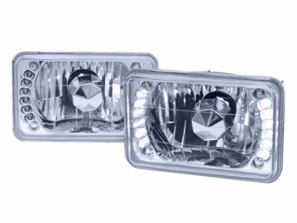 H4656B SEMI SEALED BEAM CRYSTAL 12LED BLUE LED 12V 4.2x6.5 inch w/o H4 bulb