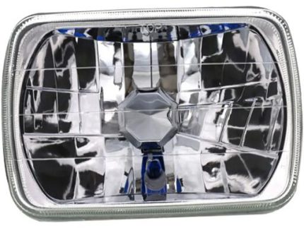 DA-6052DF HL-109 200x142mm 7inch HEADLAMP metal back CRYSTAL REFLECTOR W/BLUE SIGNAL LAMP