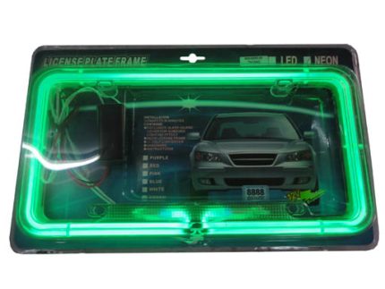 Neon license frame green