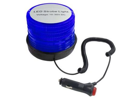 SL32805 strobe light LED5050 10-30V 21.6W 142x112mm 2 bolts magnet lens blue TWISTED WIRE 3m+plug