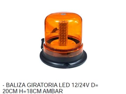 BALIZA GIRATORIA LED 12/24V   5730(120mA)D=20CM H=18CM AMBAR Cod.: YL.811B