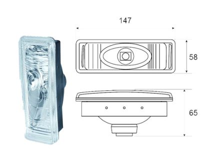 FOG LAMP 147x69x65mm 12V 55W RAINBOW