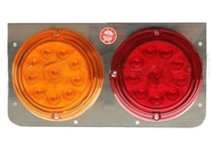 BICOLOR TAIL LAMP 20LED 16x30cm RED+AMBER 24V LEFT stainless steel plate