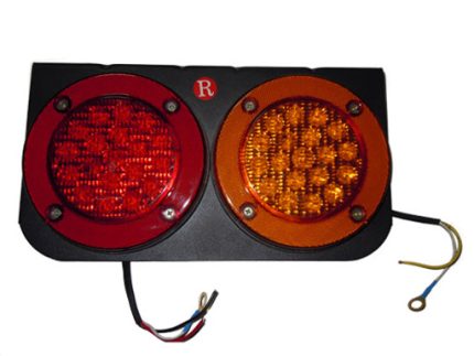 BICOLOR TAIL LAMP 20LED 16x30cm RED+AMBER 24V RIGHT stainless steel plate