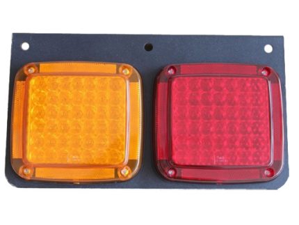 BICOLOR TAIL LAMP 84LED 18.6x33cm RED+AMBER 24V black iron plate LEFT