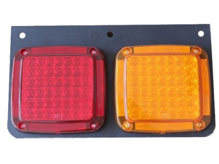 BICOLOR TAIL LAMP 84LED 18.6x33cm RED+AMBER 24V black iron plate RIGHT