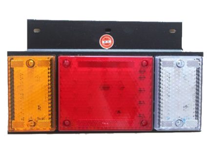 TRICOLOR TAIL LAMP 49LED 13.7x32.2cm RED+AMBER+WHITE iron plate 24V LEFT