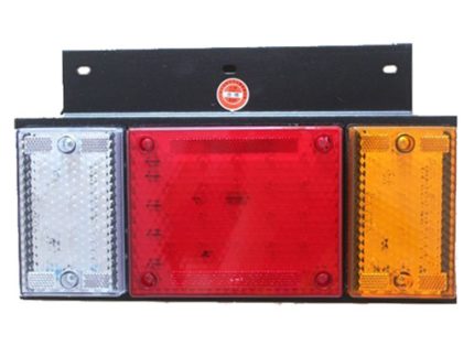 TL-ISUZU-A 12V RIGHT HAND IRON PLATE 49LED 13.7X32.2CM TRICOLOR TAIL LAMP RED+AMBER+WHITE