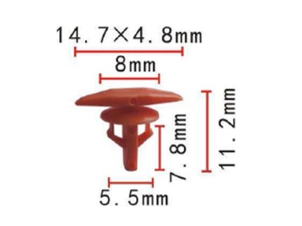 RIVET 91530-SP1-003 Weatherstrip Retainer Head Size 5mm x 15mm Stem Length 10mm Fits Into 6mm Hole A