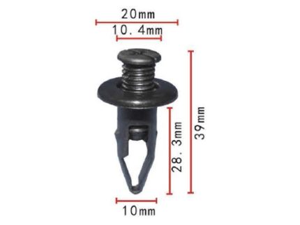 RIVET 91502-SM4-000 Black Nylon Bumper Fascia Push-Type Retainer Head 20mm Stem Length 27mm Fits Int