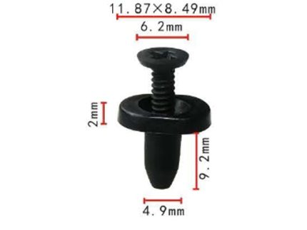 RIVET Ford 3M8Z-1502316-A Mazda GJ6E-50-715A Black Nylon Cowl Vent Push-Type Retainer Head Size 8.5m