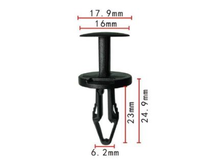 RIVET GM 11589291 Ford W713331-S300 Black Nylon Air Dam & Grille Push-Type Retainer Head 18mm Stem L