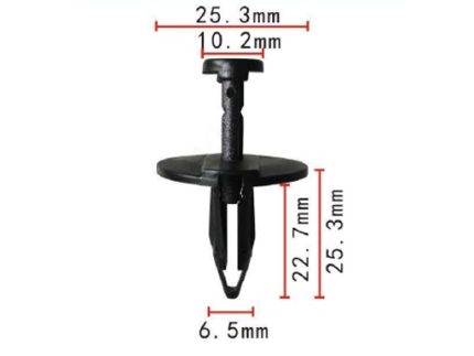 RIVET 53455-14020 Nylon Hood Prop Rod Clip Holds 8mm Dia. Rod Snaps Into 14mm Hole