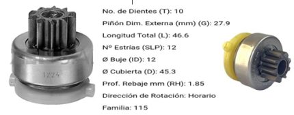 1.01.0620.0 BENDIX FORD BRONCO/F150/RANGER 10DIENTES PRESENTACION RCR LA CAJA DE CADA BENDIX