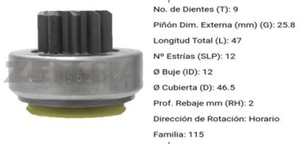 1.01.1552.0 BENDIX FORD F150/F250/RANGER 9 DIENTES PRESENTACION RCR LA CAJA DE CADA BENDIX