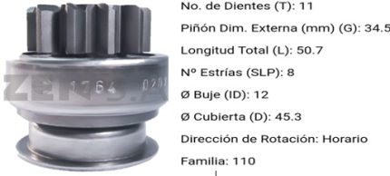 1.01.1764.0 BENDIX FORD FUSION 2.3/MAZDA 3-6 11 DIENTES PRESENTACION RCR LA CAJA DE CADA BENDIX
