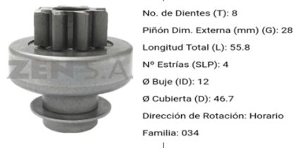 1.01.1704.0 = 93741000 BENDIX DAEWOO MATIZ 8DIENTES PRESENTACION RCR LA CAJA DE