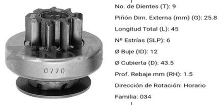 1.01.0770.0 = 10475974 BENDIX GM BLAZER/LANOS-DW CIELO/ESPERO 9DIENTES PRESENTACION RCR LA CAJA DE C