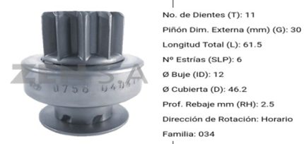 1.01.0756.0 BENDIX GM BLAZER/CAVALIER/MALIBU/SILVERADO ALTO 11DIENTES PRESENTACION RCR LA CAJA D