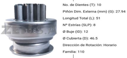 1.01.1761.0 BENDIX GM SILVERADO/TAHOE 10DIENTES PRESENTACION RCR LA CAJA DE CADA BENDIX