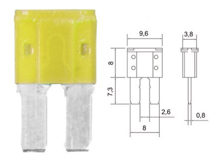 FUSIBLE MIC MINI PATA LARGA 20 AMP (PRECIO CAJAx100)