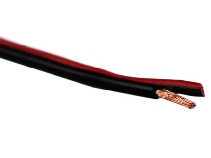 AWG-18X2 30M/ROLL 2X26/X0.20 OD 2.5X5.0 SPEAKER WIRE COPPER COATED ALUMINUM WIRE BLACK AND RED