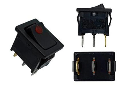 SWITCH BALANCÍN 1 GOLPE 3P TECLA PILOTO ROJO 2X1 CM