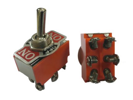 ROCKER SWITCH ON-OFF-ON 6P RED