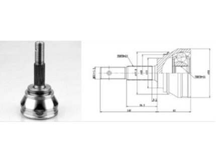 NI-052 EXTERNAL TEETH 24 INTERNAL TEETH 22 SEAL DIA. 52 MM CV-JOINT NISSAN