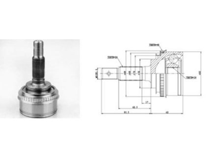 TO-012A 43410-20240 EXTERNAL TEETH 26 INTERNAL TEETH 27 SEAL DIA. 56 MM CV-JOINT TOYOTA