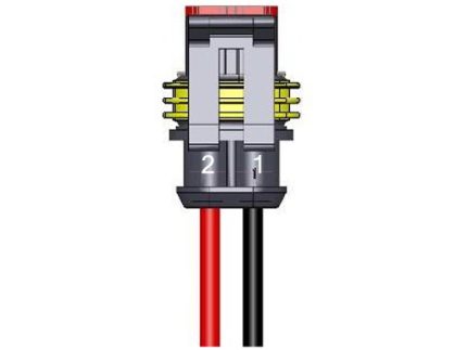FEMALE CONNECTOR 2pin; wire 25cm; mass wire Black; high light wire Red