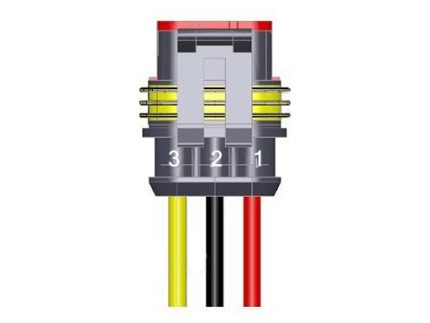 4L-211(3) 3PIN WIRE 25CM: 1 RED 2 BLACK 3 YELLOW SQUARE HOLE FEMALE CONNECTOR
