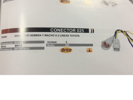 025 SOCKET CONNECTOR MALE + FEMALE 2 WIRES TOYOTA