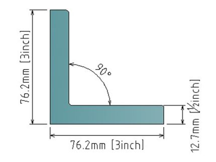 1/2x3x3″ (12.7x76.2x76.2mm) ANGLE BAR 304