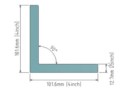 1/2x4x4″ (12.7x101.6x101.6mm) ANGLE BAR 304