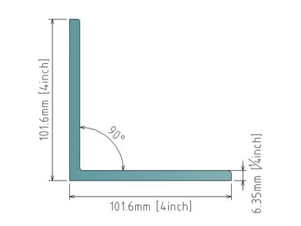 1/4x4x4″ (6.35x101.6x101.6mm) ANGLE BAR 304