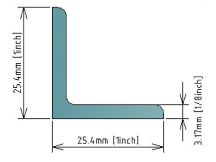 1/8x1x1″ (3.17x25.4x25.4mm) ANGLE BAR 304