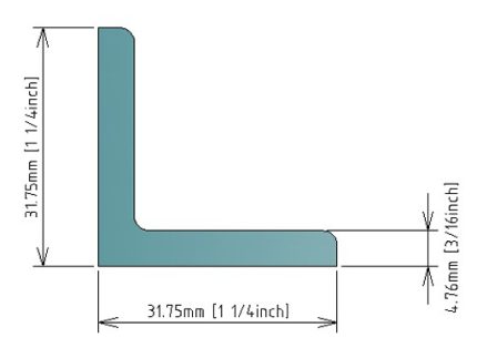 3/16x1.1/4x1.1/4″ (4.76x31.75x31.75mm) ANGLE BAR 304