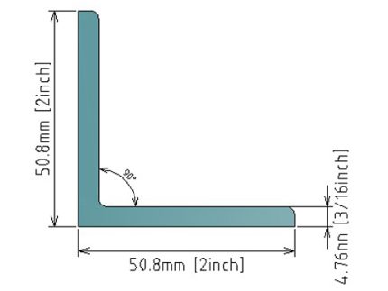 3/16x2x2″ (4.76x50.8x50.8mm) ANGLE BAR 304