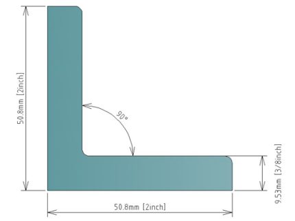 3/8x2x2″ (9.53x50.8x50.8mm) ANGLE BAR 304