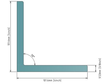 3/8x4x4″ (9.53x101.6x101.6mm) ANGLE BAR 304