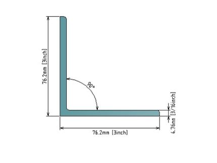 3/16x3x3″ (4.76x76.2x76.2mm) ANGLE BAR 304