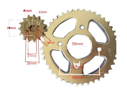 43T/15T CENTER:58.1MM GUIDE TO GUIDE:53.8MM 428H LINK:132