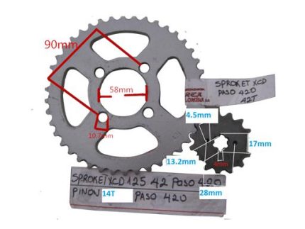 42T/14T CENTER:58MM GUIDE TO GUIDE:53.7MM 428H LINK:126