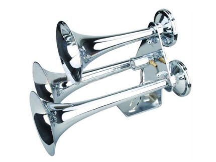 22-503 JGT-307 12V/24V 128DB TOTAL LENTH:310X360X415MM TRIPLE TRUMPET CHROME ELECTRIC AIR HORN
